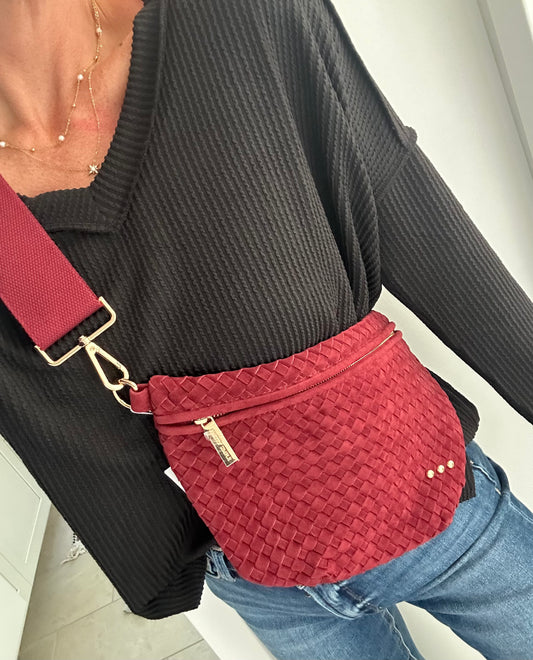 Woven Bum Bag- Burgundy