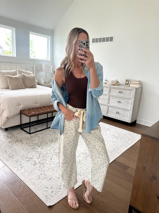 Floral Print Denim