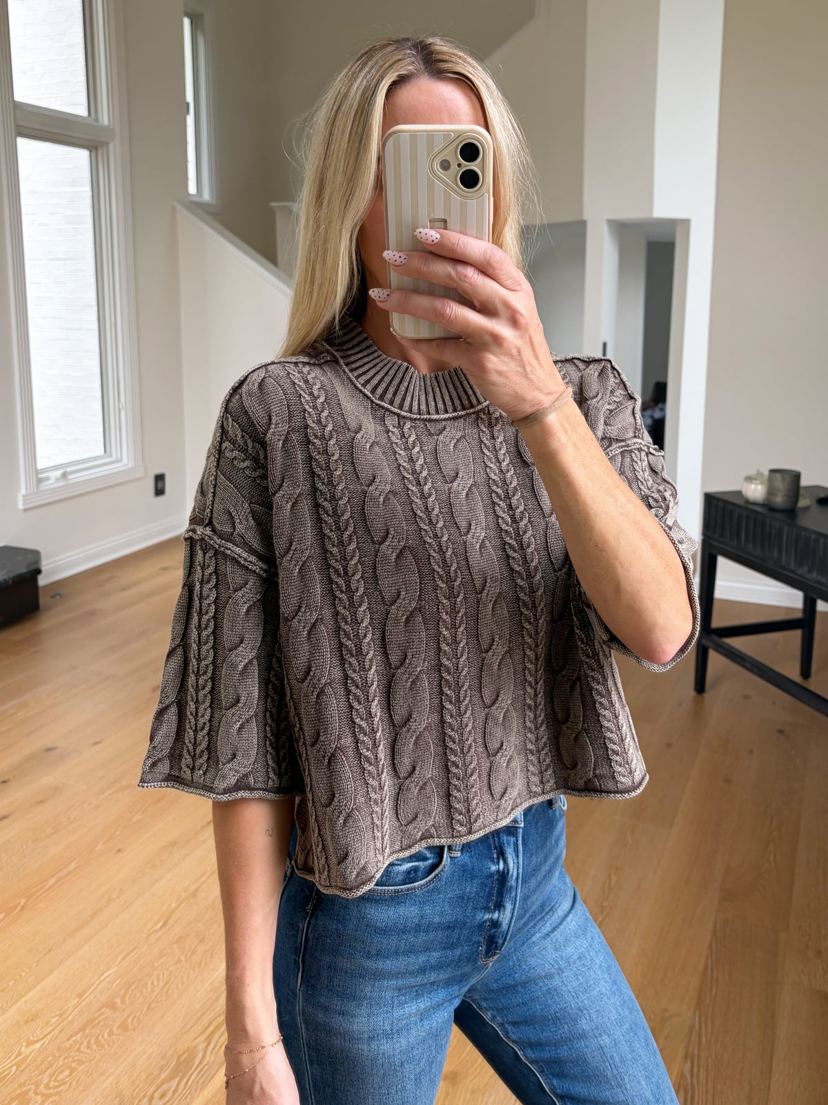 Brown Cable Knit Sweater