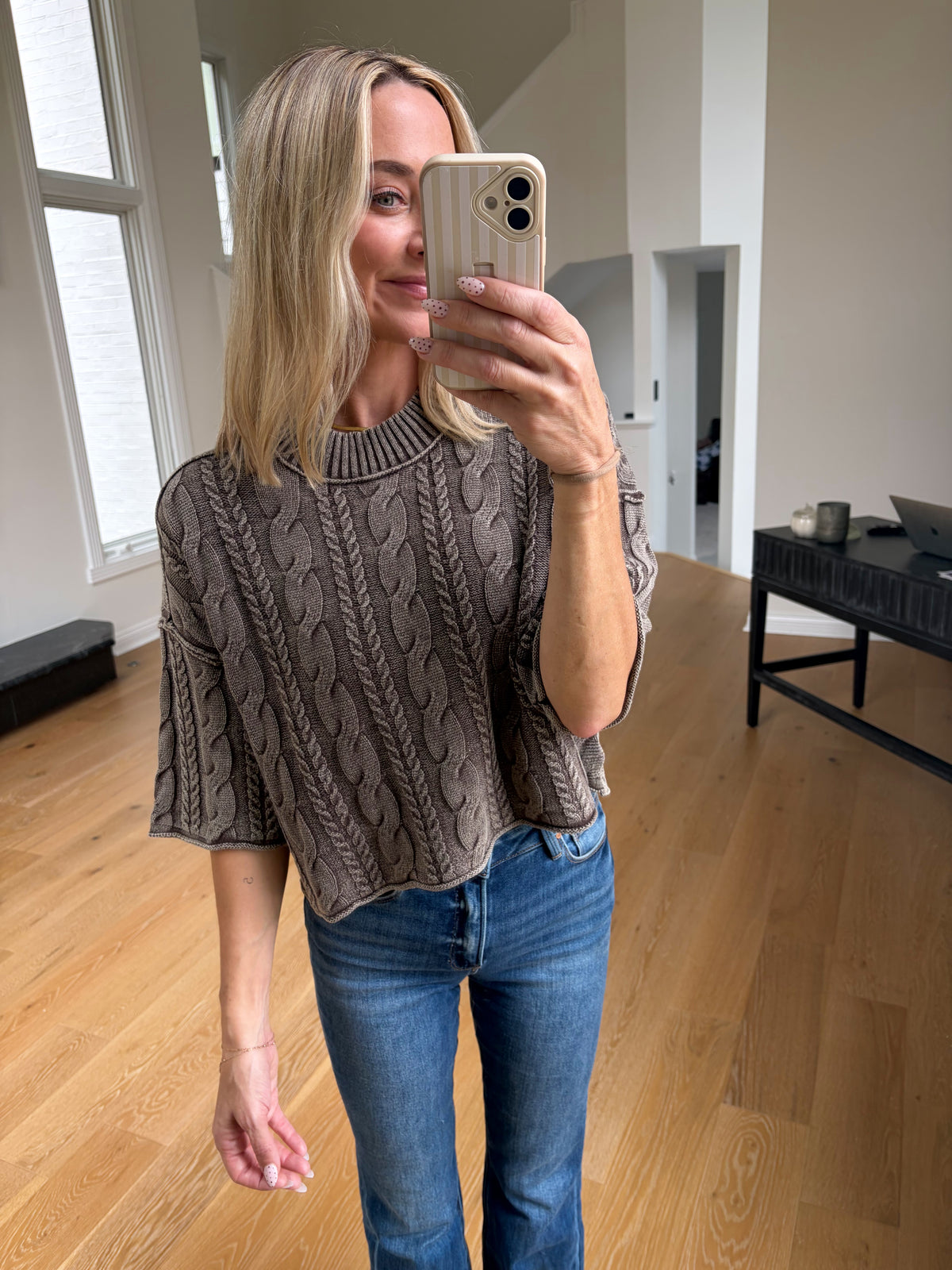 Brown Cable Knit Sweater