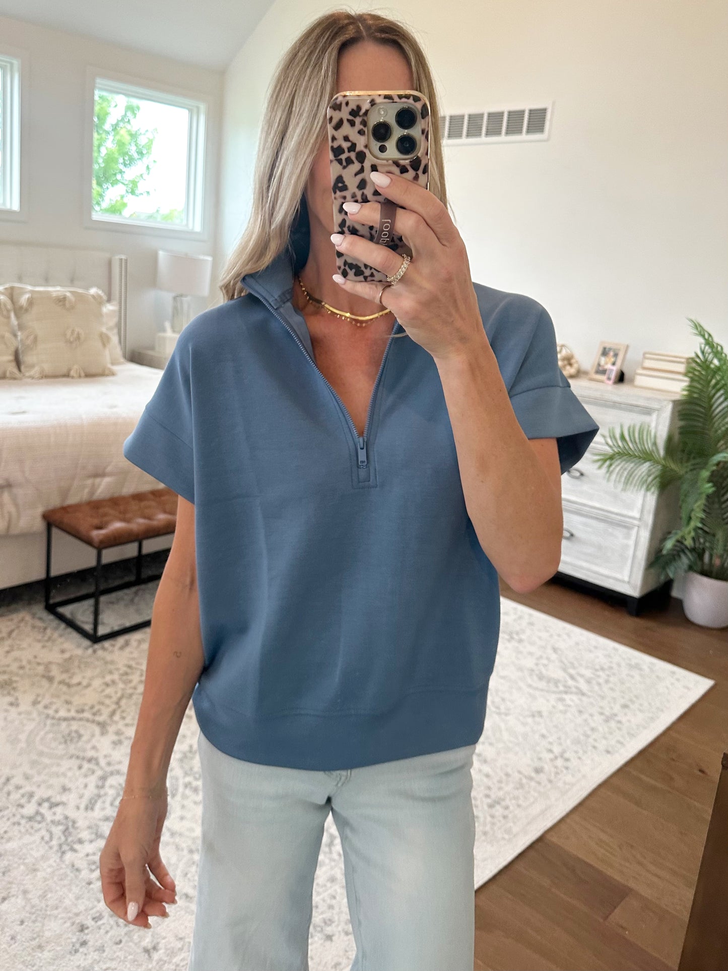 Quarter Zip Top- Blue