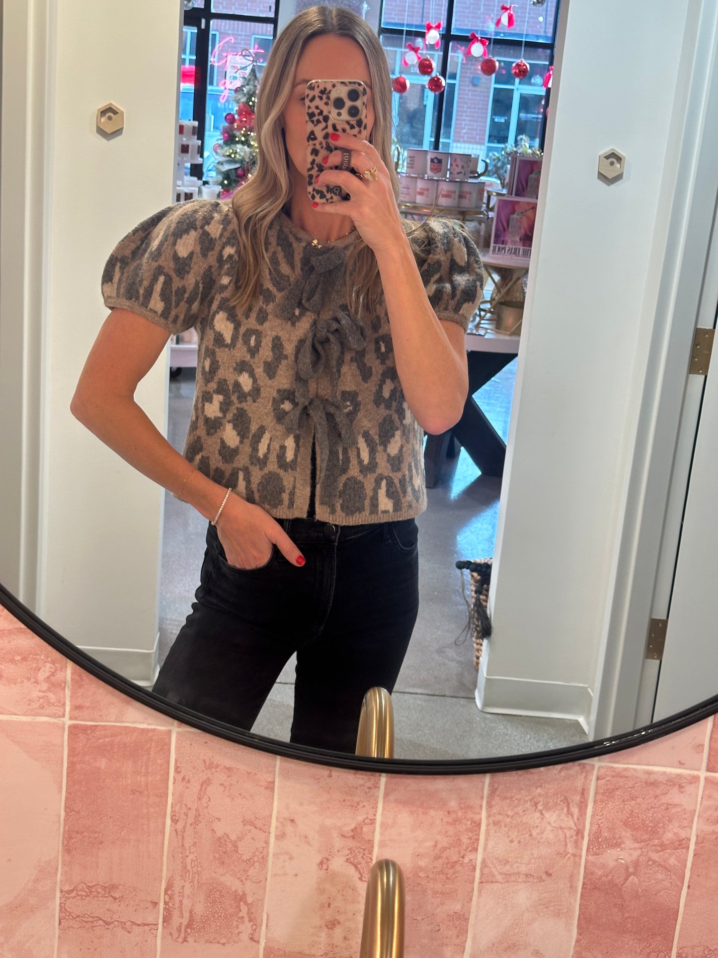 Grey Leopard Sweater