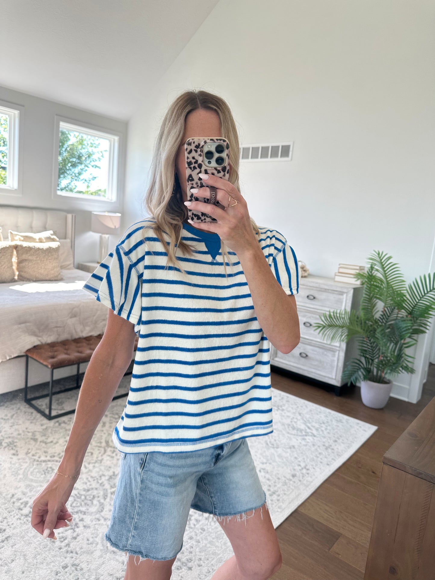 Blue and White Striped Tee