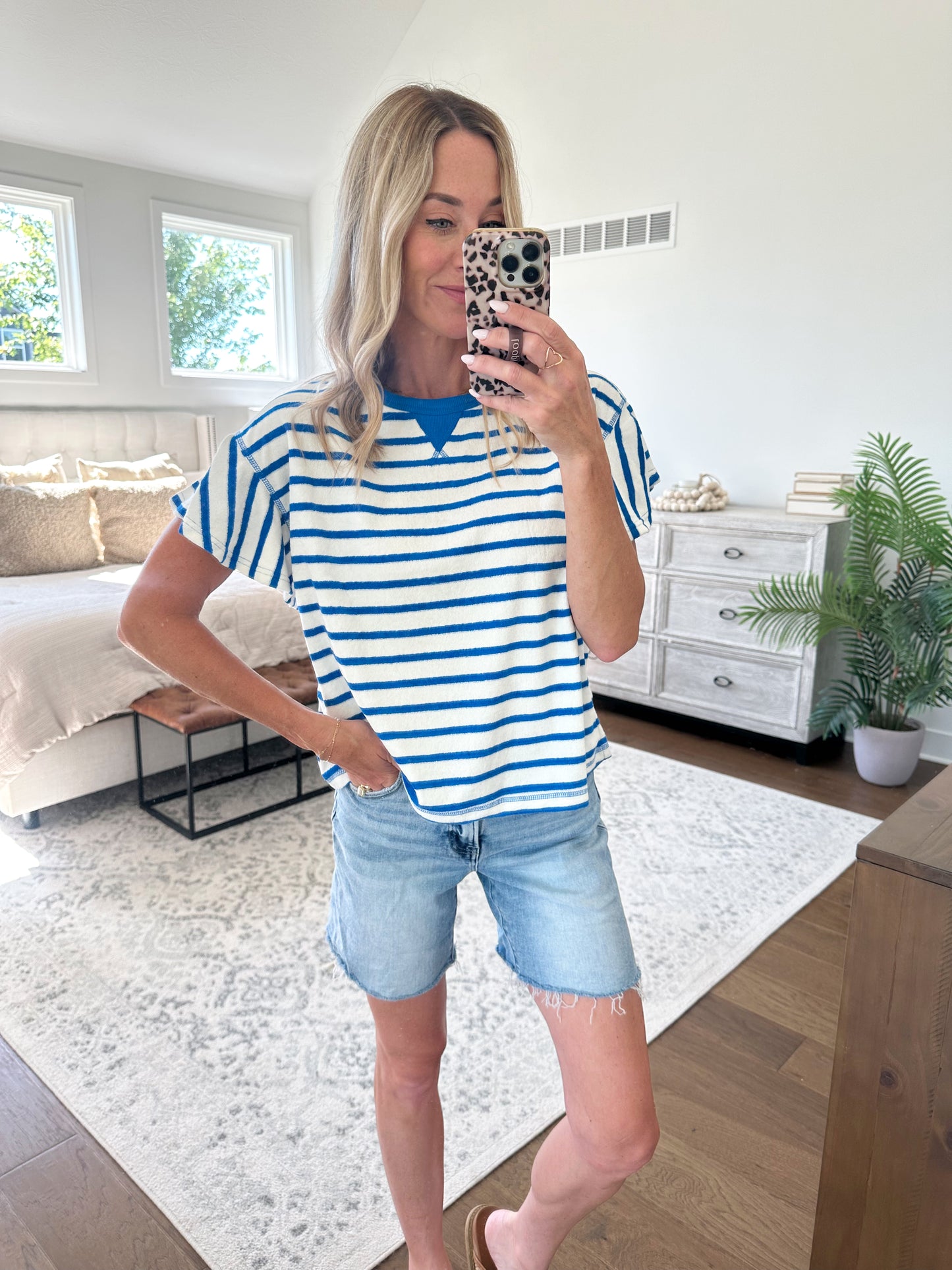 Blue and White Striped Tee