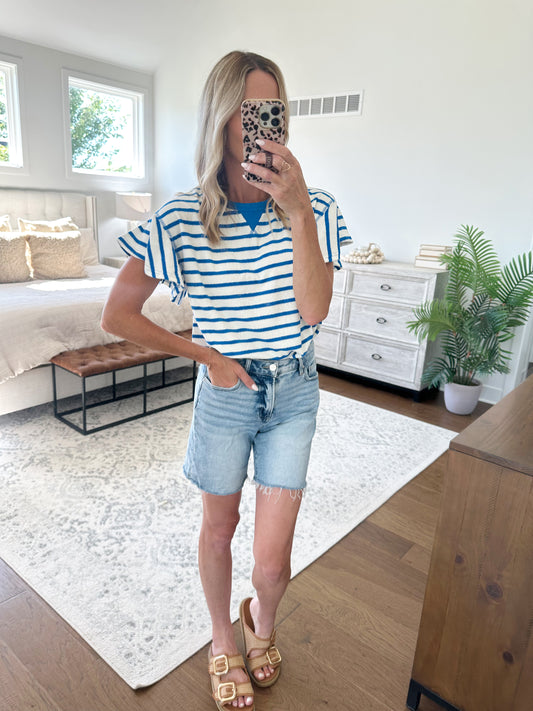 Blue and White Striped Tee