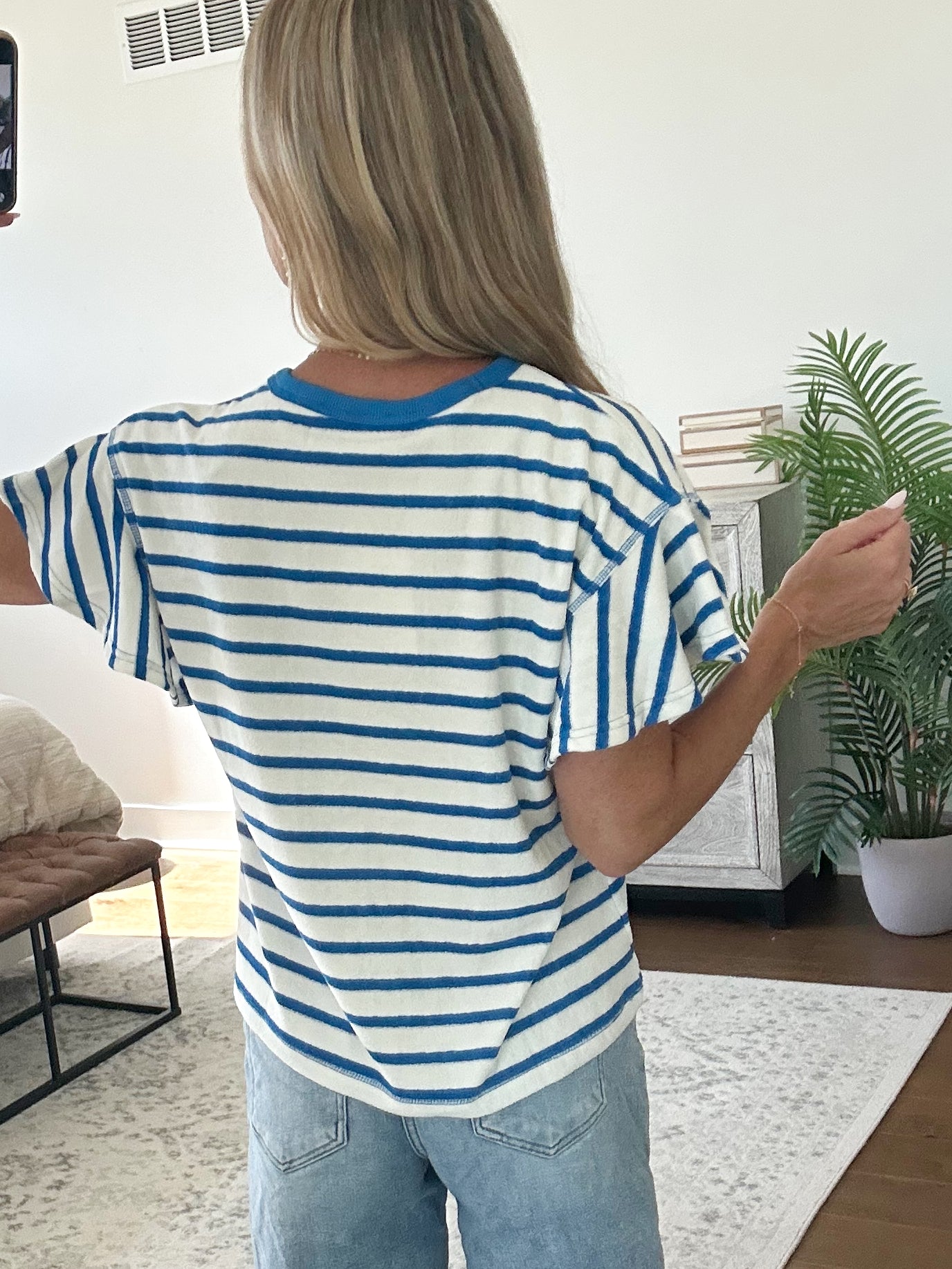 Blue and White Striped Tee