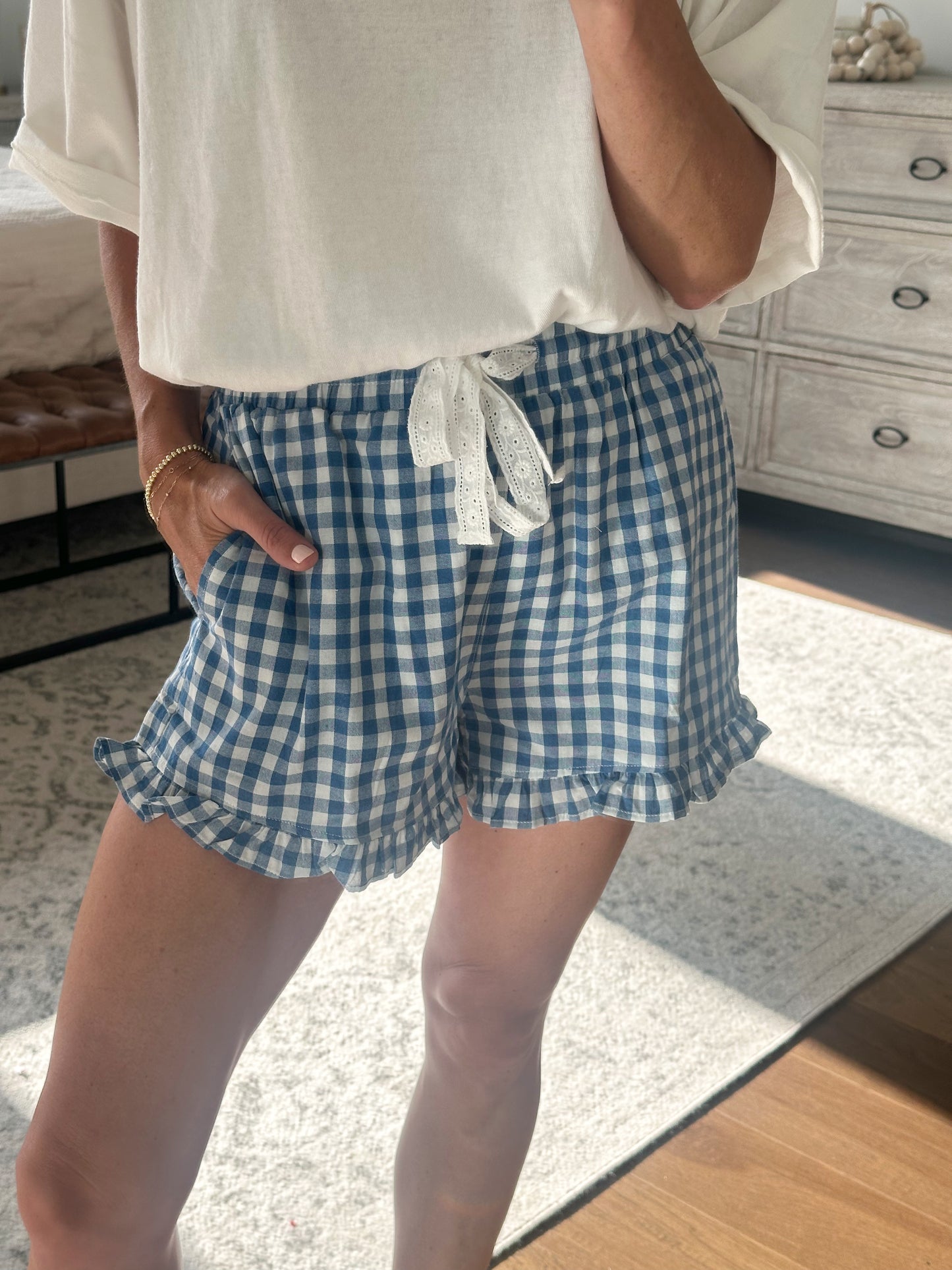 Ruffle Gingham Shorts