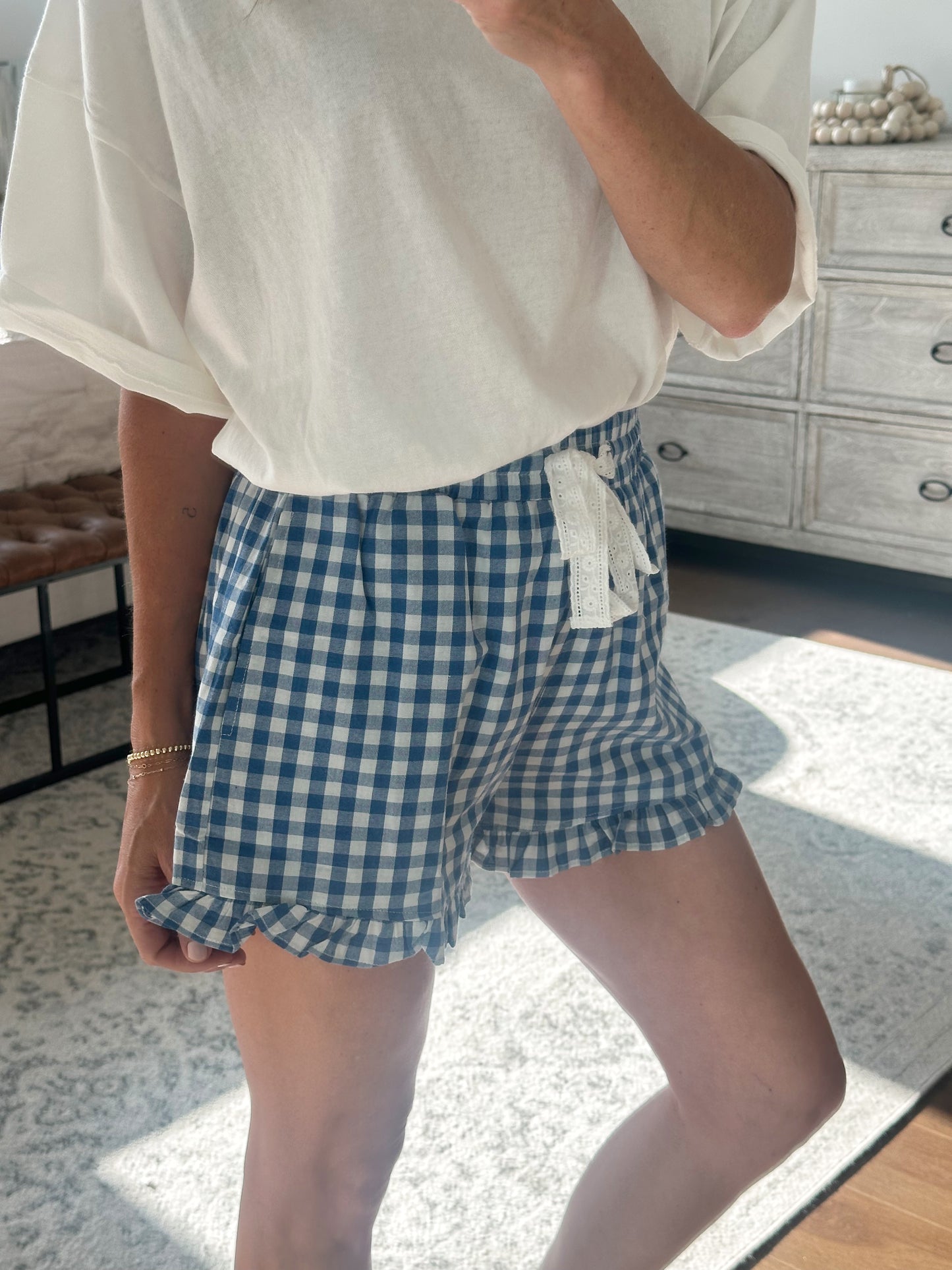 Ruffle Gingham Shorts