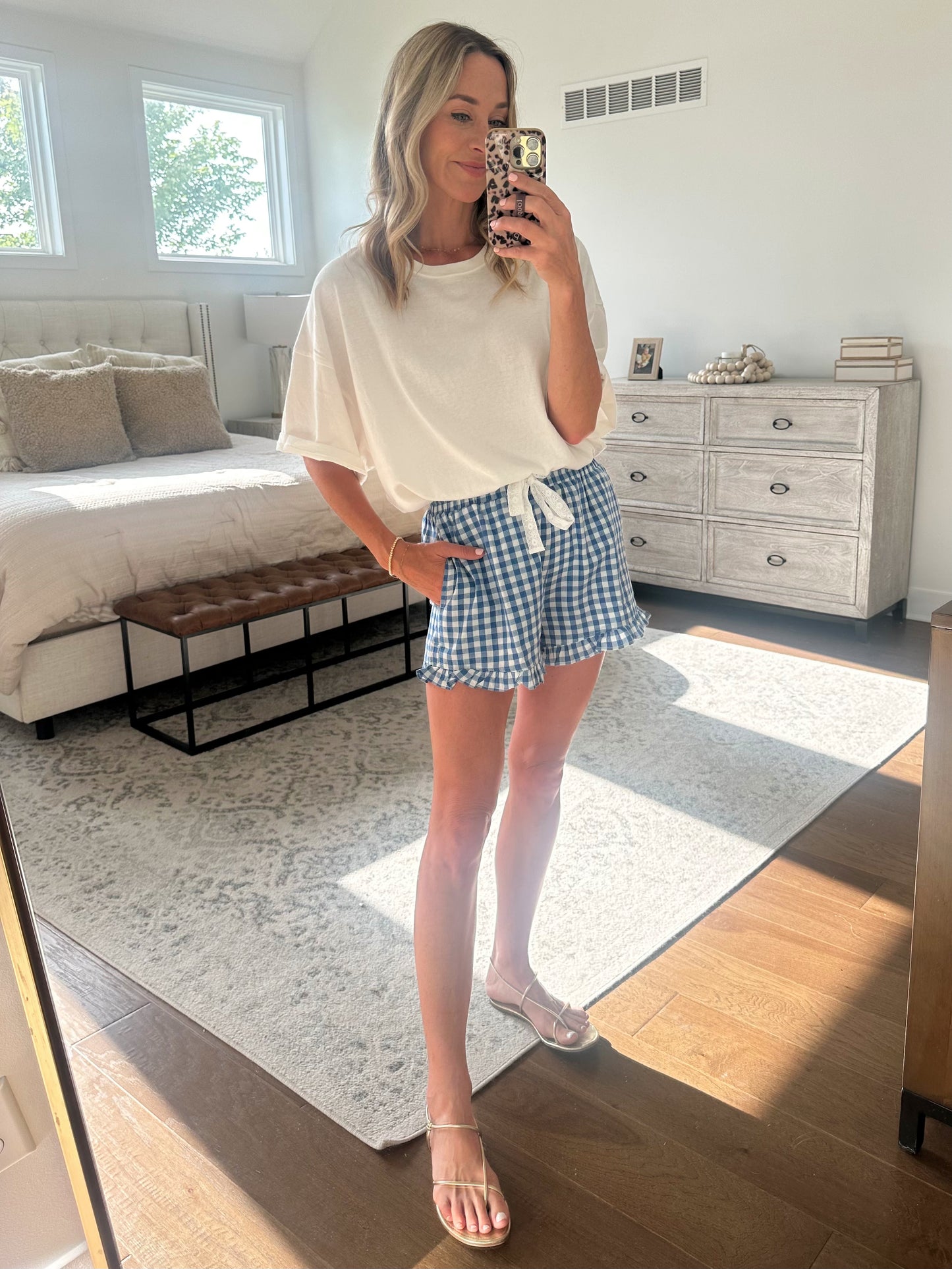 Ruffle Gingham Shorts