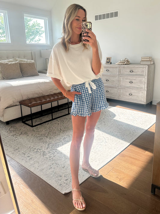 Ruffle Gingham Shorts