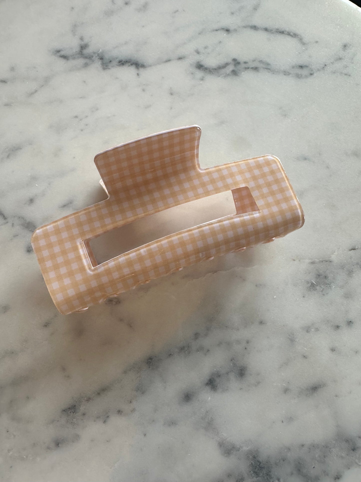 Gingham Claw Clip- Butter Yellow