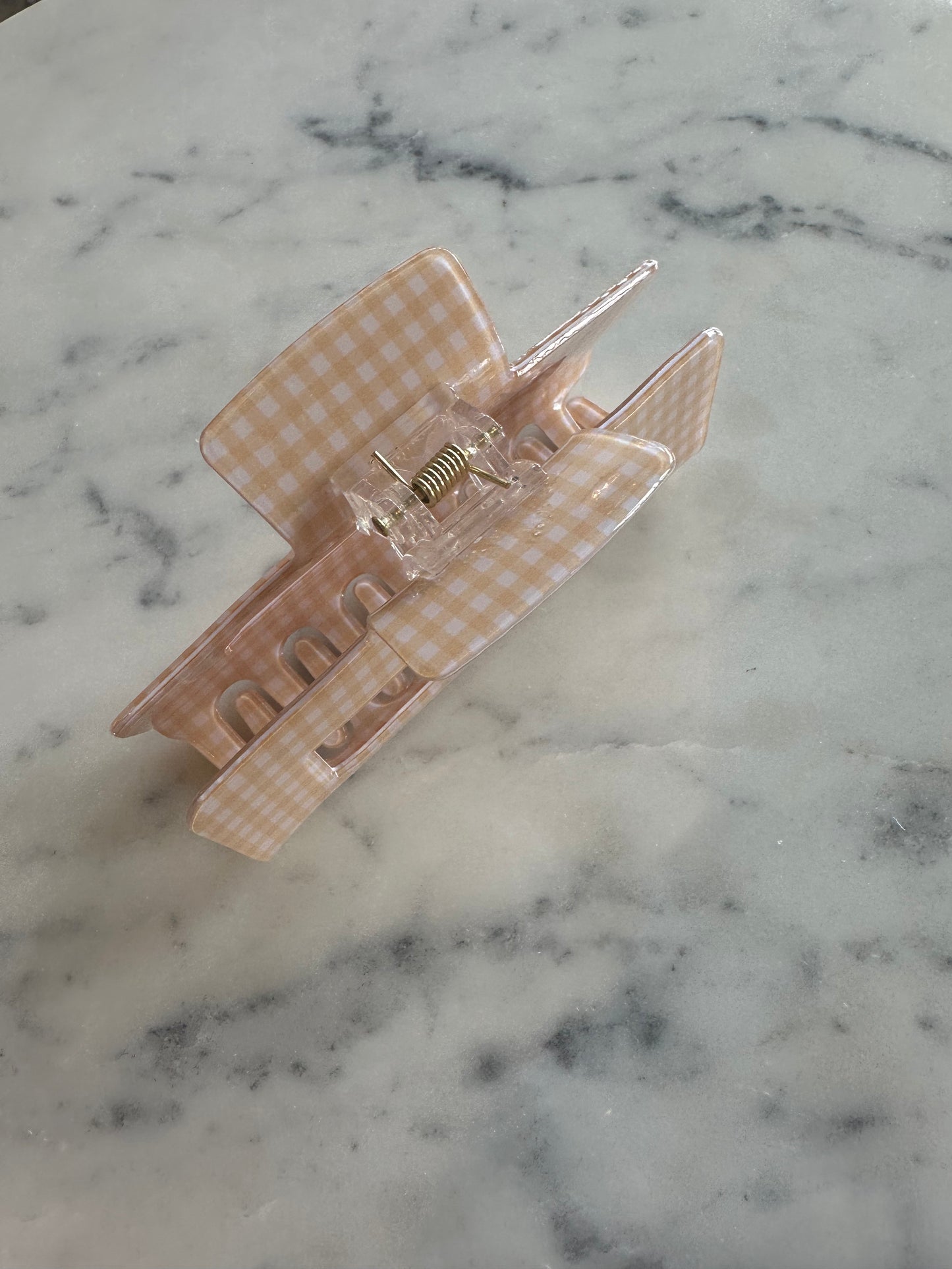 Gingham Claw Clip- Butter Yellow
