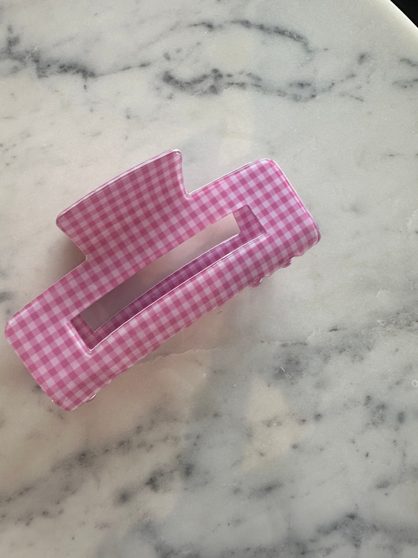 Gingham Claw Clip- Pink
