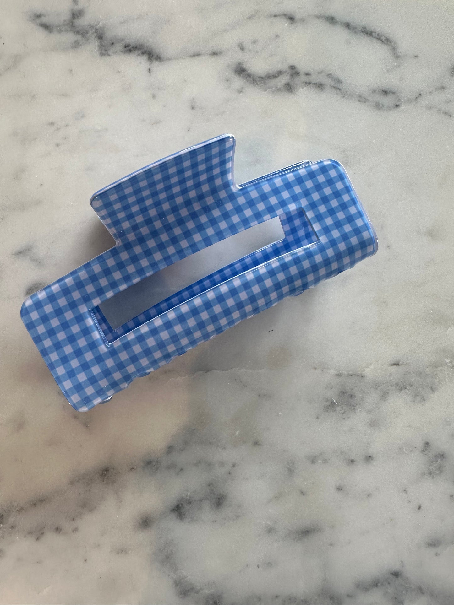 Gingham Claw Clip- Blue