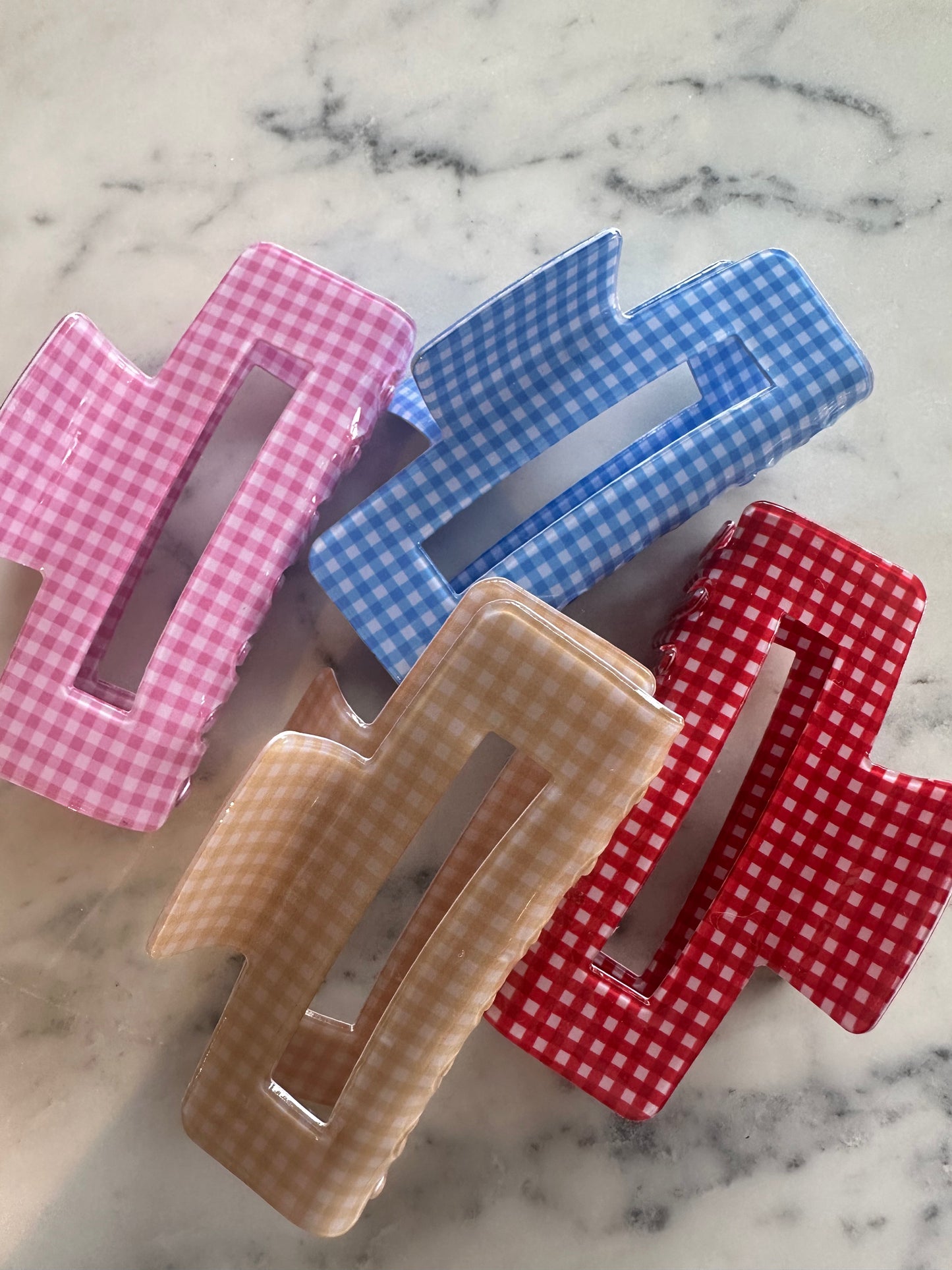 Gingham Claw Clip- Red