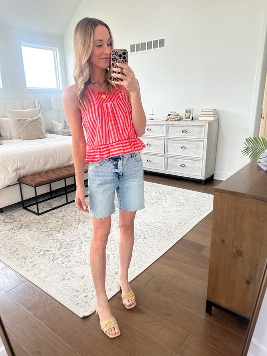 Pink & Coral Striped Tank