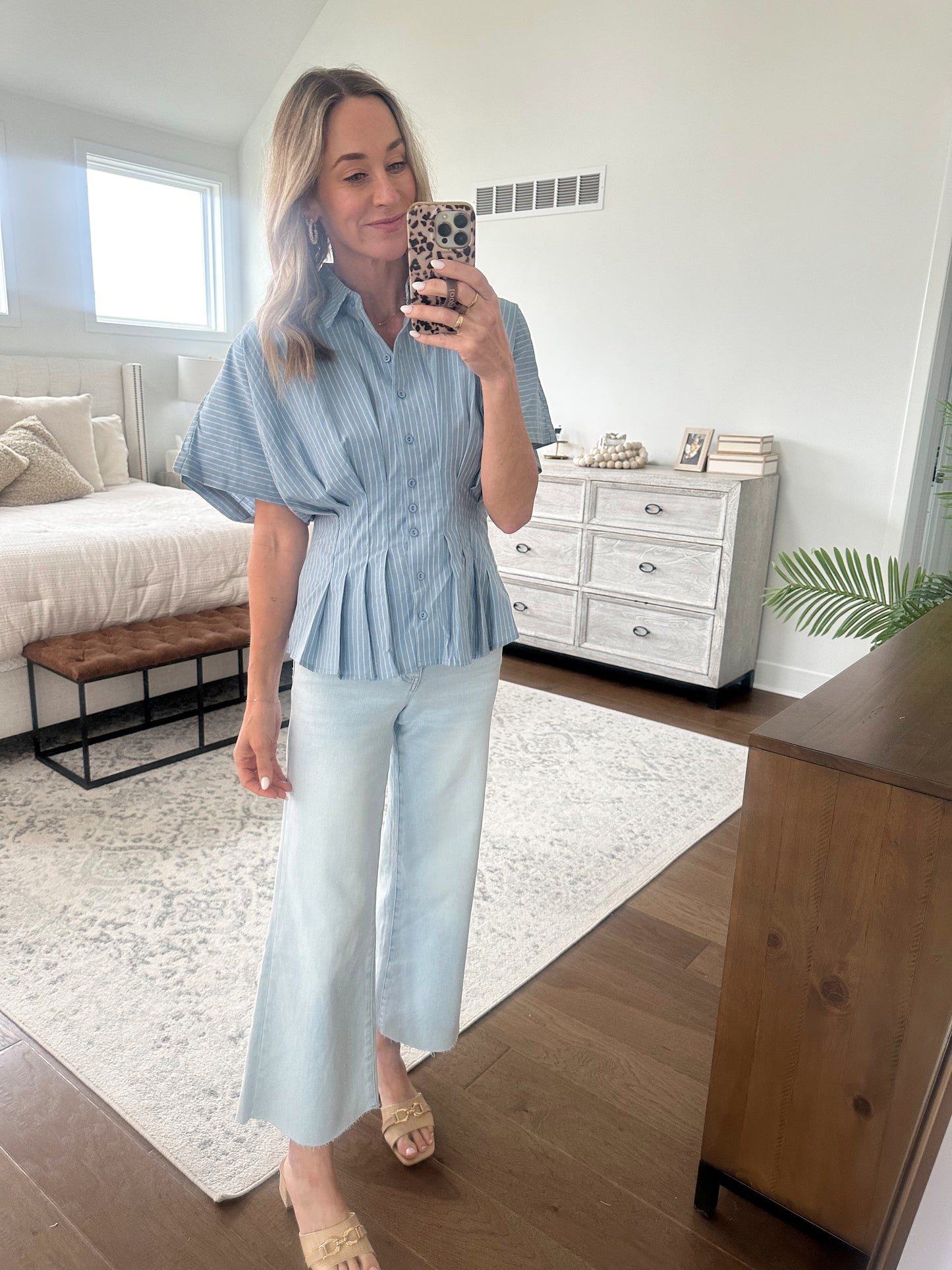 Pintuck Blouse- Blue