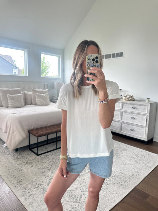 Soft Flowy Tee- White