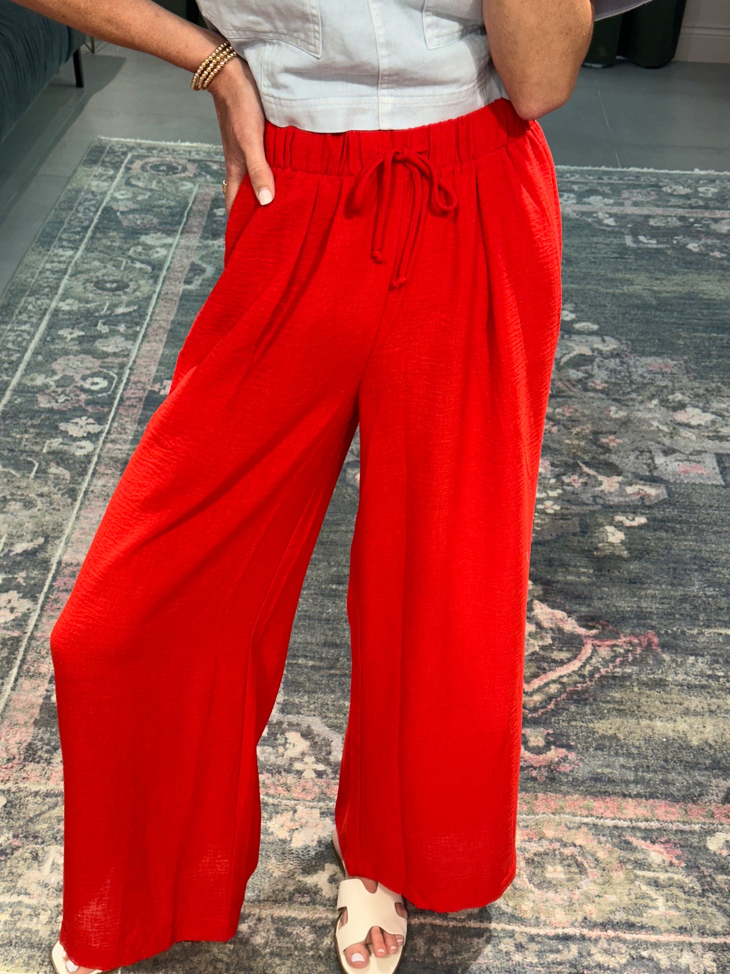 Red Woven Pant