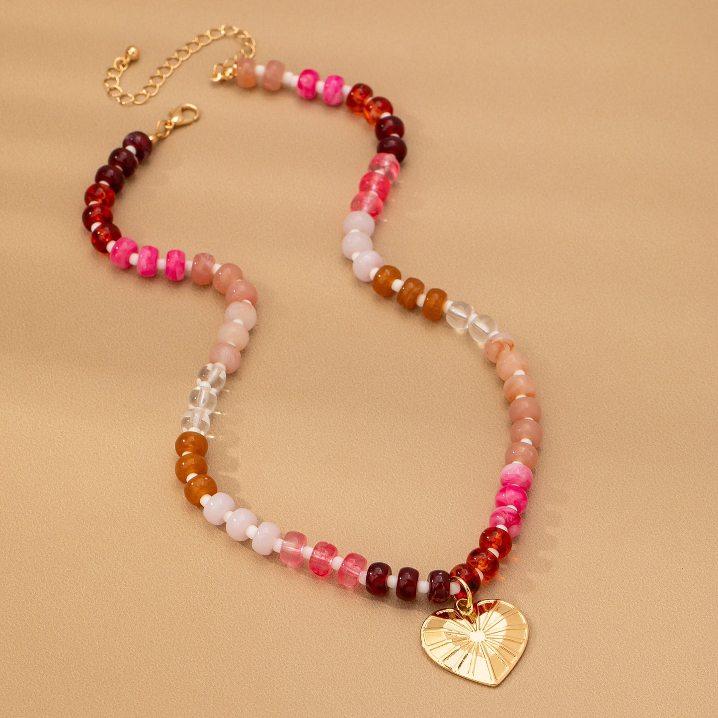 Beaded Heart Charm Necklace