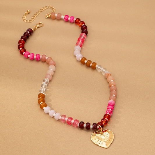 Beaded Heart Charm Necklace